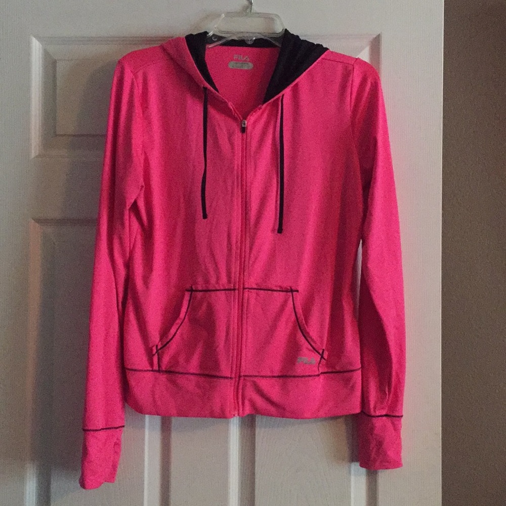 Hooded hot pink Fila jacket, size S